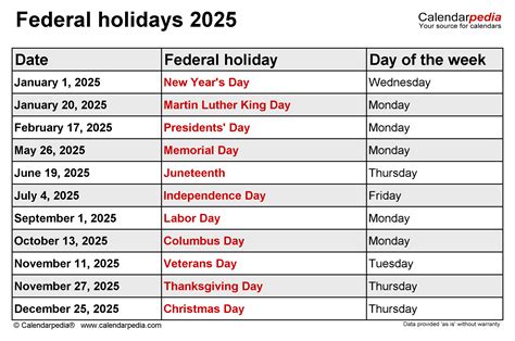 2025 Holidays .
